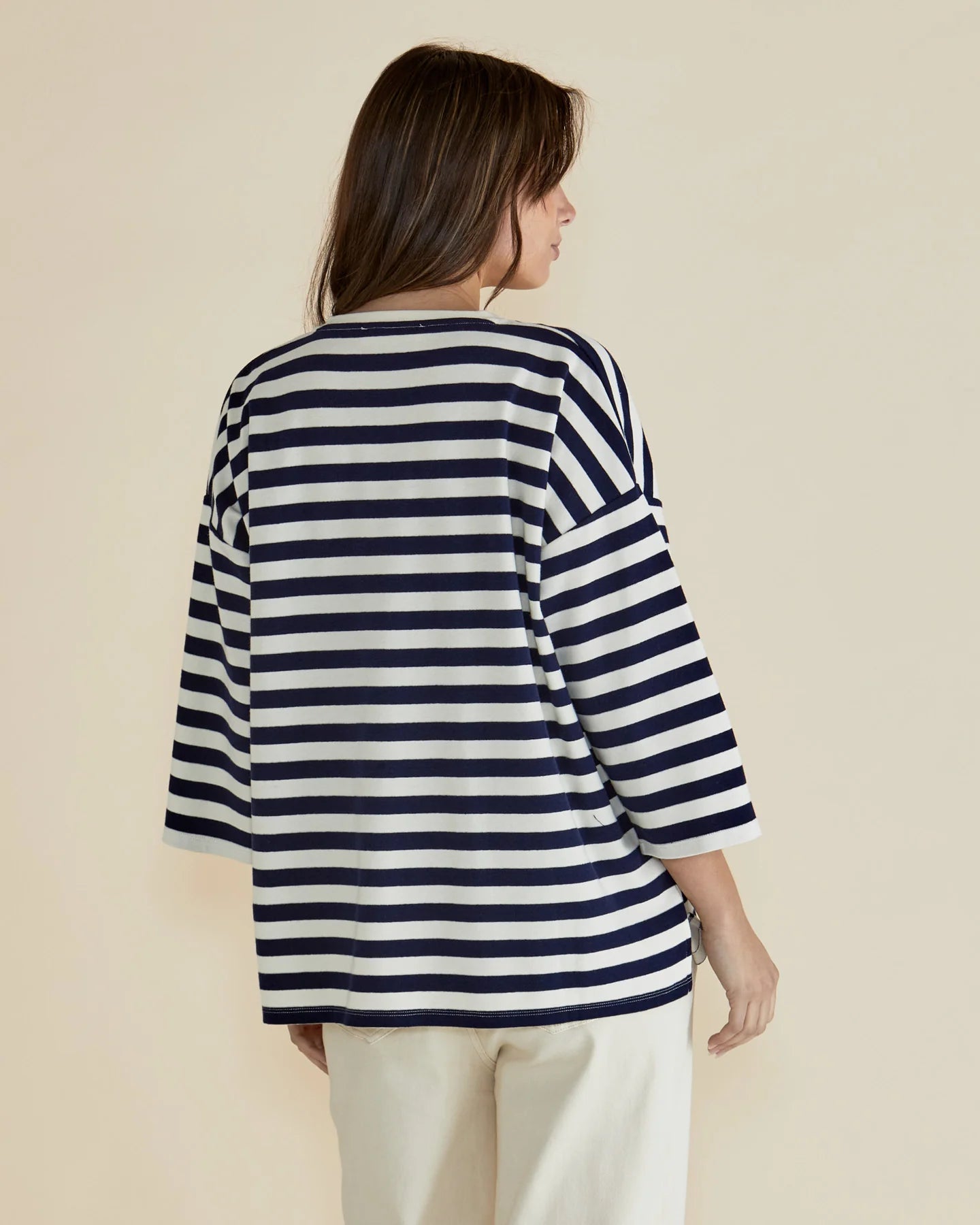 BETTY BASICS Raven Top - Navy / Cream Stripe