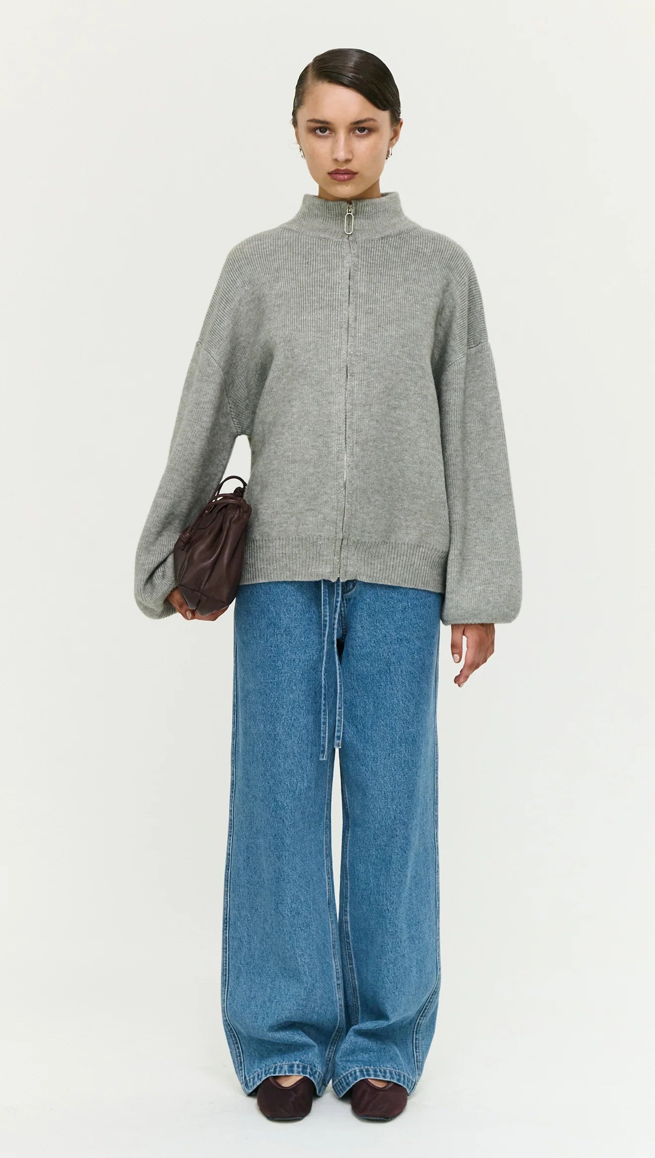 STAPLE THE LABEL Harlow Zip Cardigan - Grey