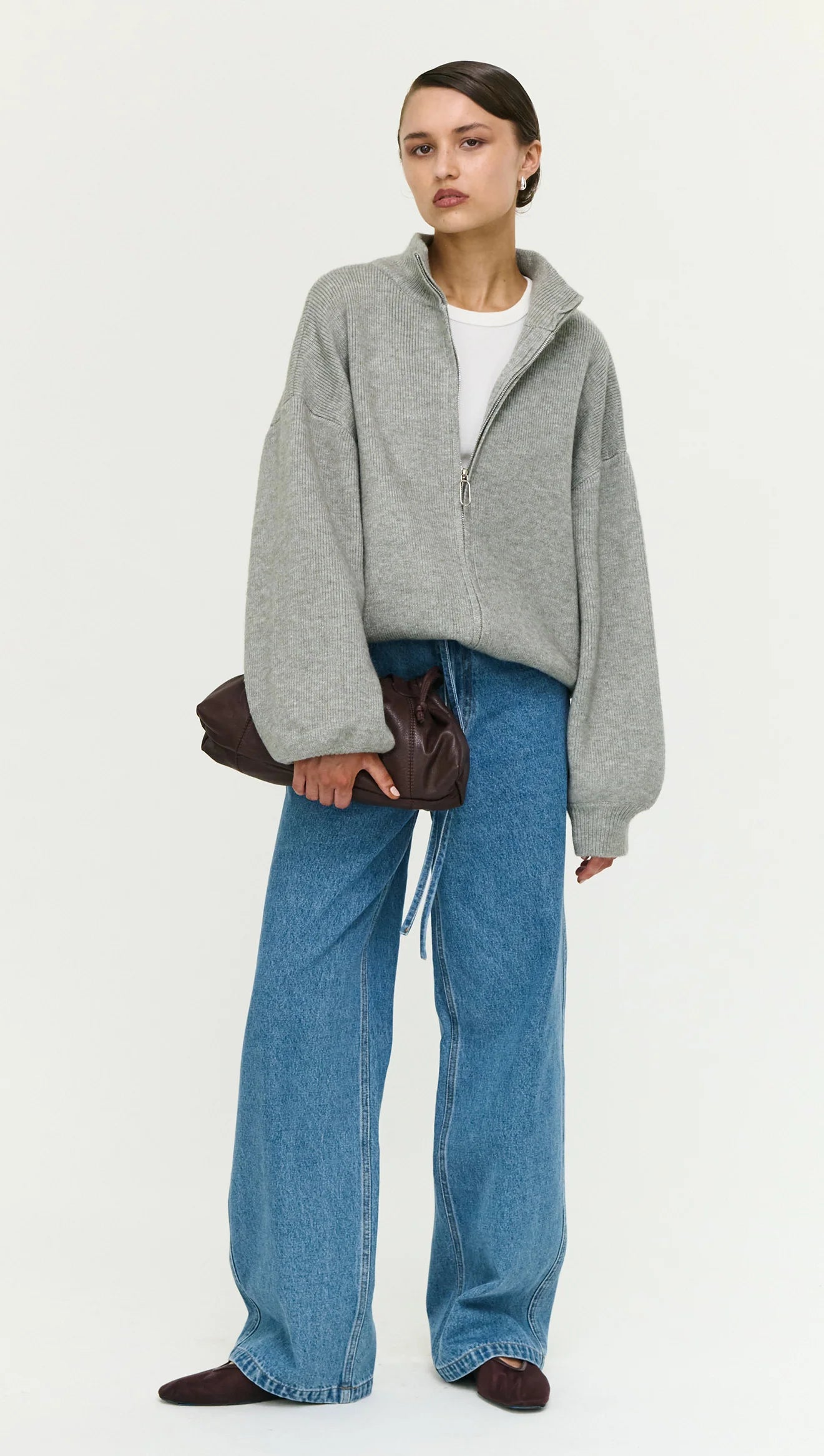 STAPLE THE LABEL Harlow Zip Cardigan - Grey