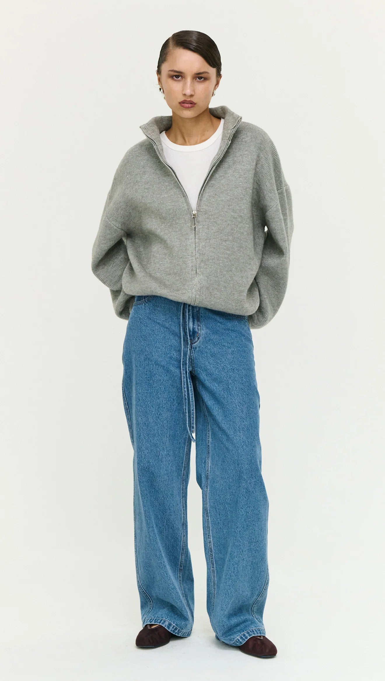 STAPLE THE LABEL Harlow Zip Cardigan - Grey