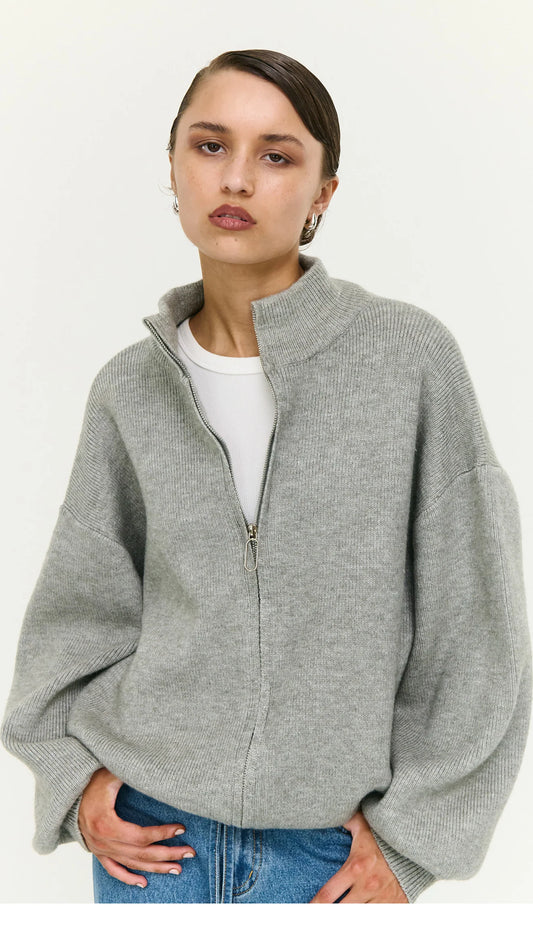 STAPLE THE LABEL Harlow Zip Cardigan - Grey