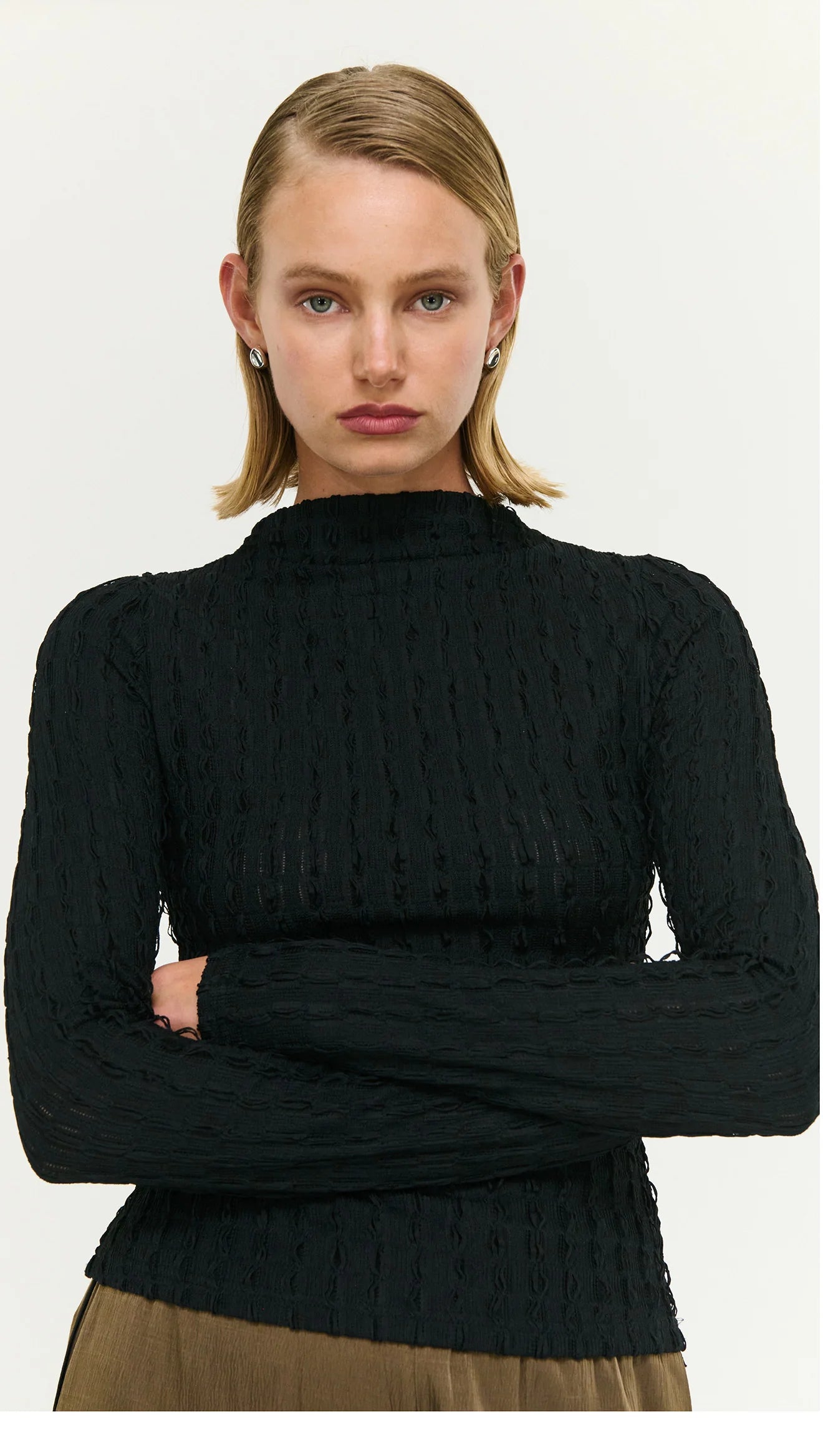 STAPLE THE LABEL Drew High Neck Top - Black