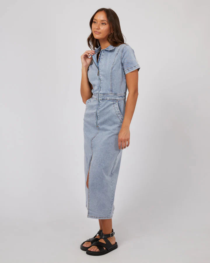 SILENT THEORY BOSTON MIDI DRESS -light Blue