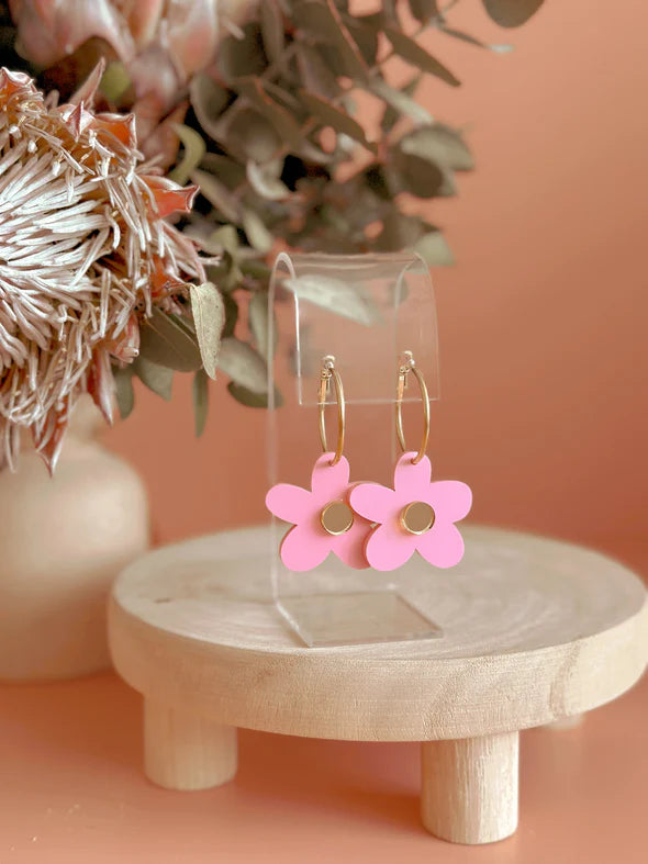 FOXIE COLECTIVE Bella Hoops - Candy Pink & Gold