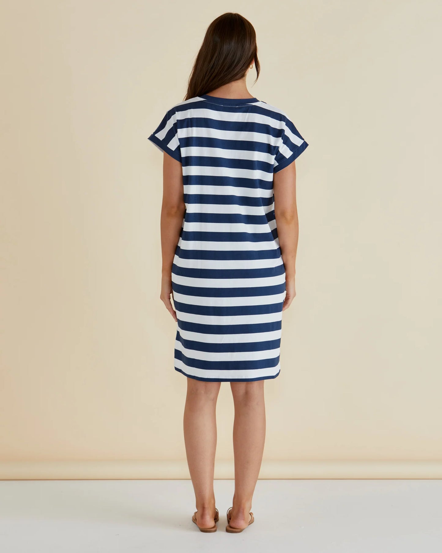 BETTY BASICS Zena T-shirt Dress - Navy Bold Stripe