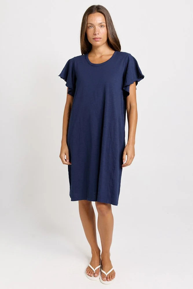 BETTY BASICS Celene Frill Dress - Navy