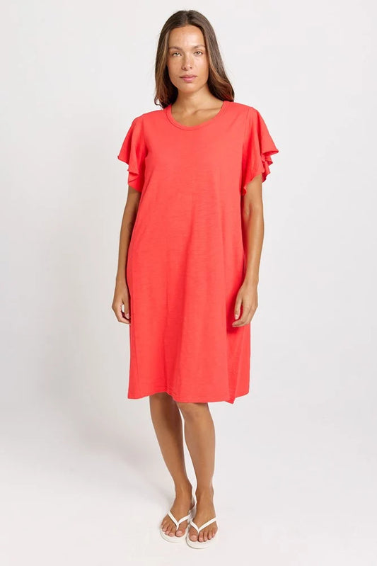BETTY BASICS Celene Frill Dress - Red