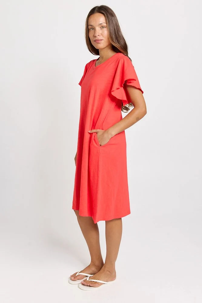 BETTY BASICS Celene Frill Dress - Red