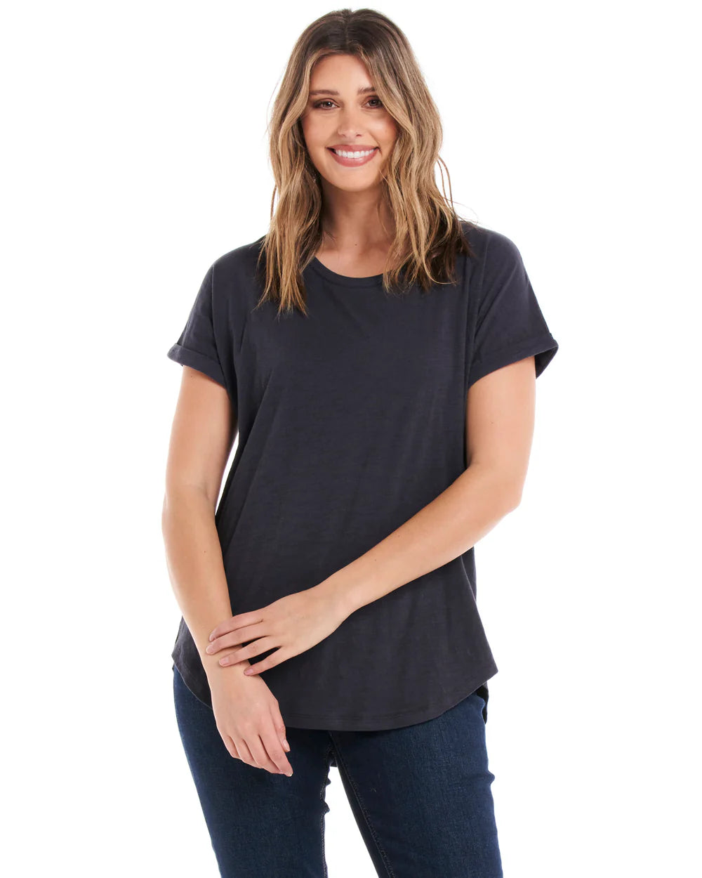 BETTY BASICS HAILEY SHORT SLEEVE TEE - PETROL