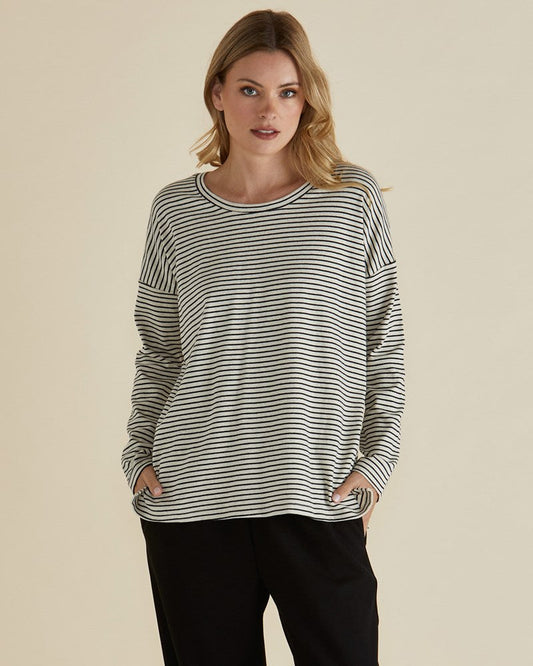 BETTY BASICS Brixley Long Sleeve Top - Black Stripe