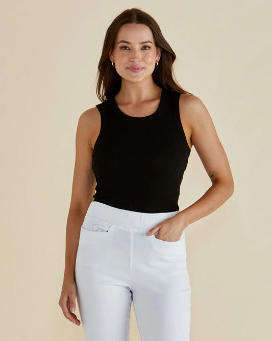 BETTY BASICS Frances Rib Tank - Black