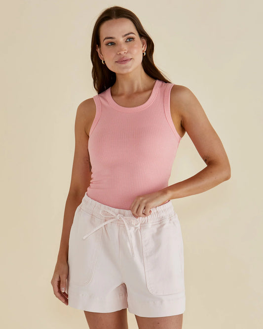 BETTY BASICS Frances Rib Tank - Peach