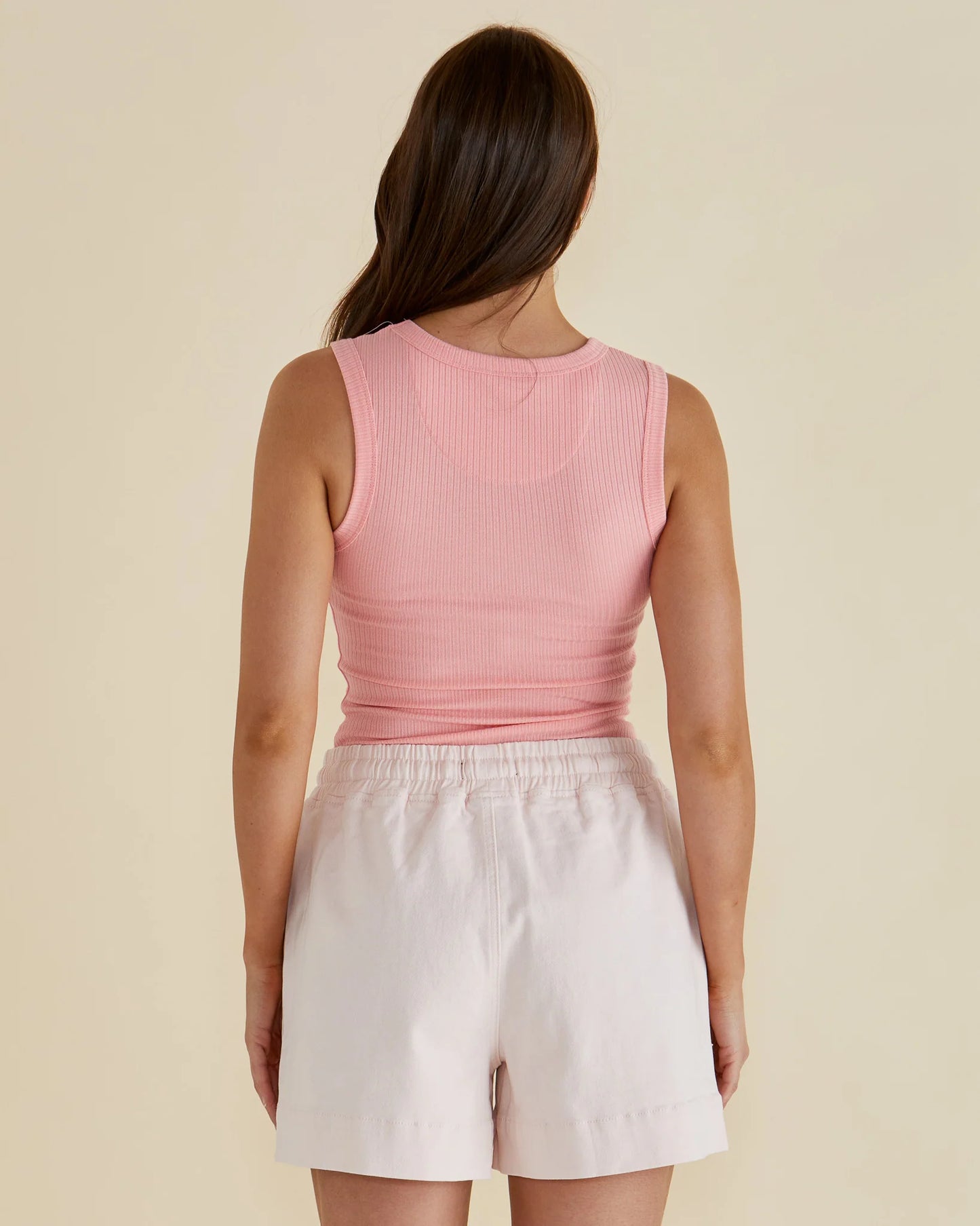 BETTY BASICS Frances Rib Tank - Peach