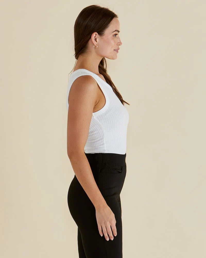 BETTY BASICS Frances Rib Tank - White