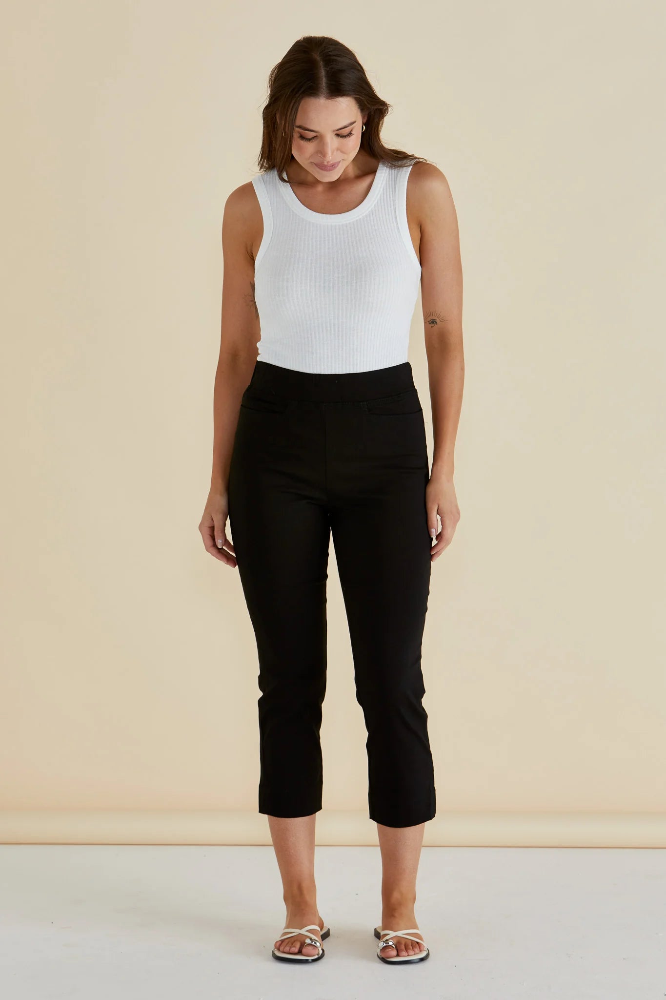 BETTY BASICS Frances Rib Tank - White