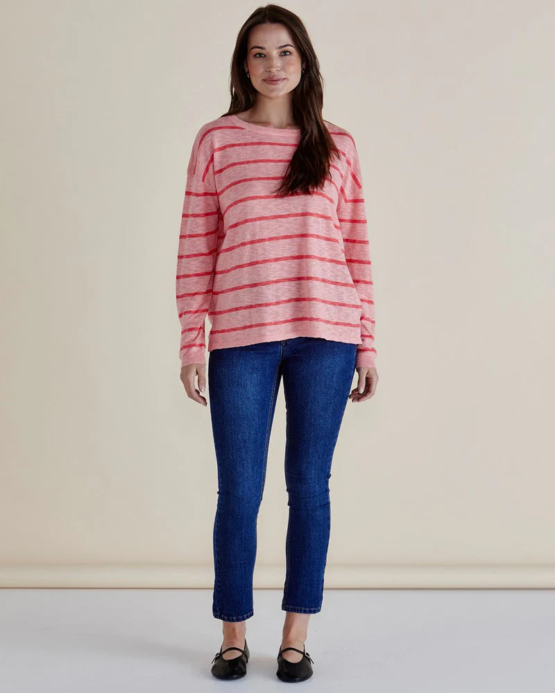 BETTY BASICS Natasha Knit Top - Pink Stripe
