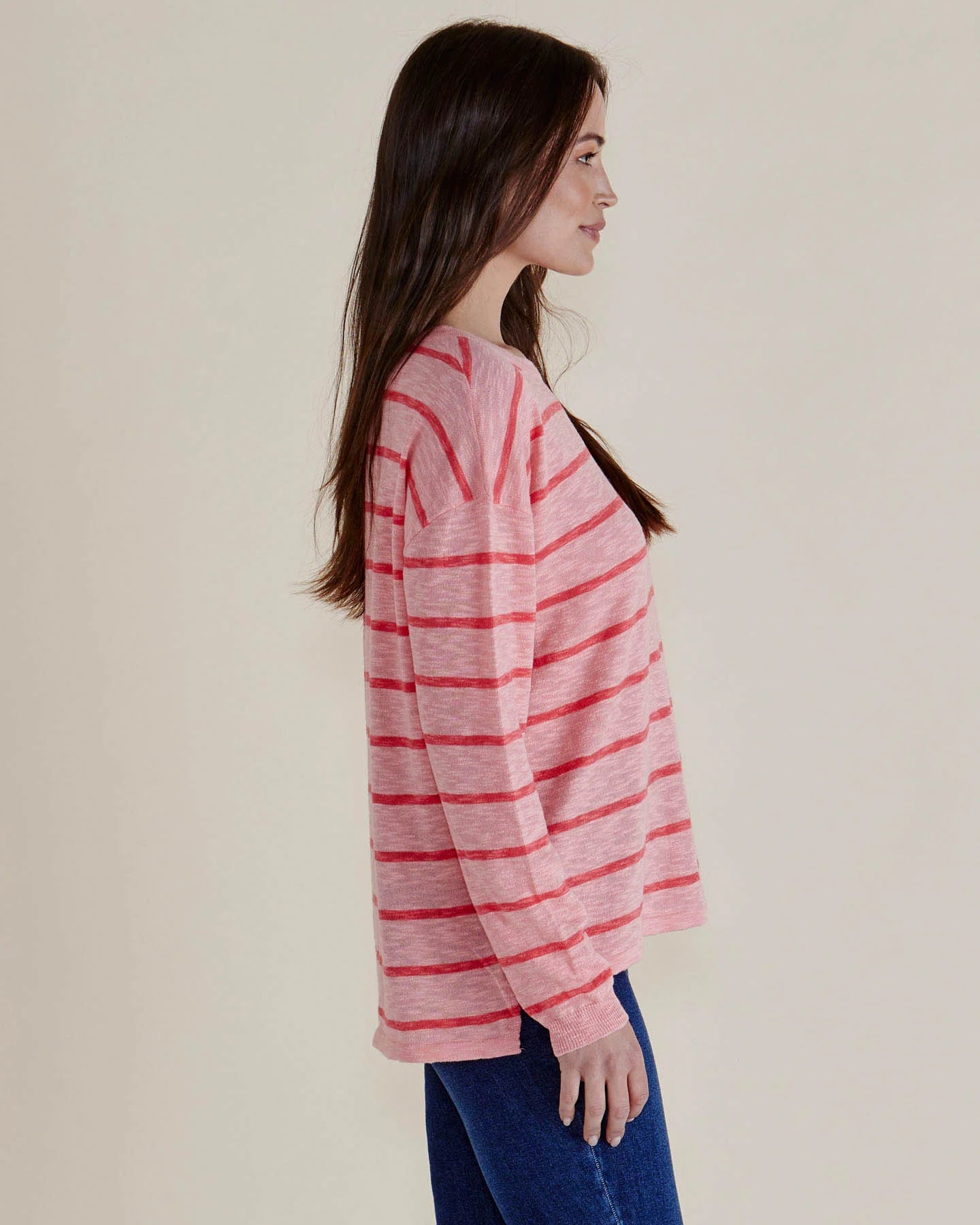 BETTY BASICS Natasha Knit Top - Pink Stripe