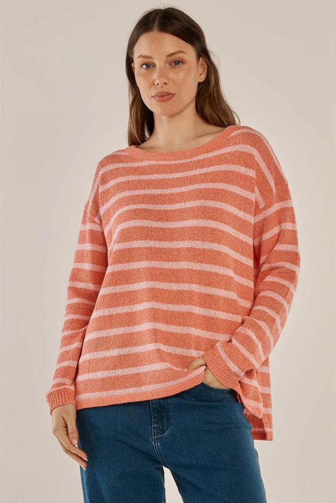 BETTY BASICS Bradford Knit Top - Coral/Pink Top