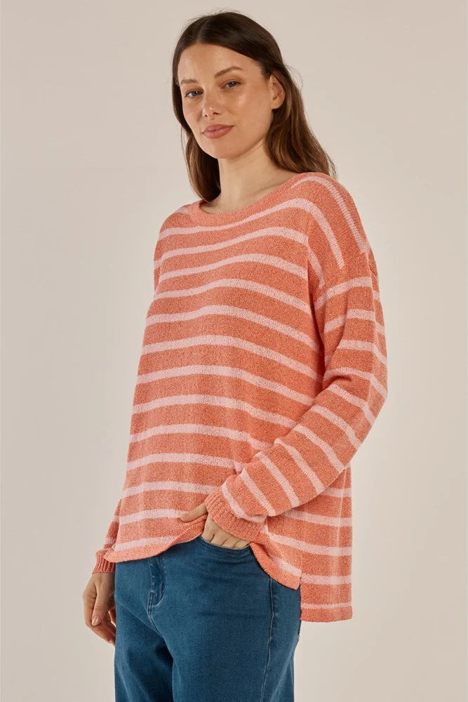 BETTY BASICS Bradford Knit Top - Coral/Pink Top
