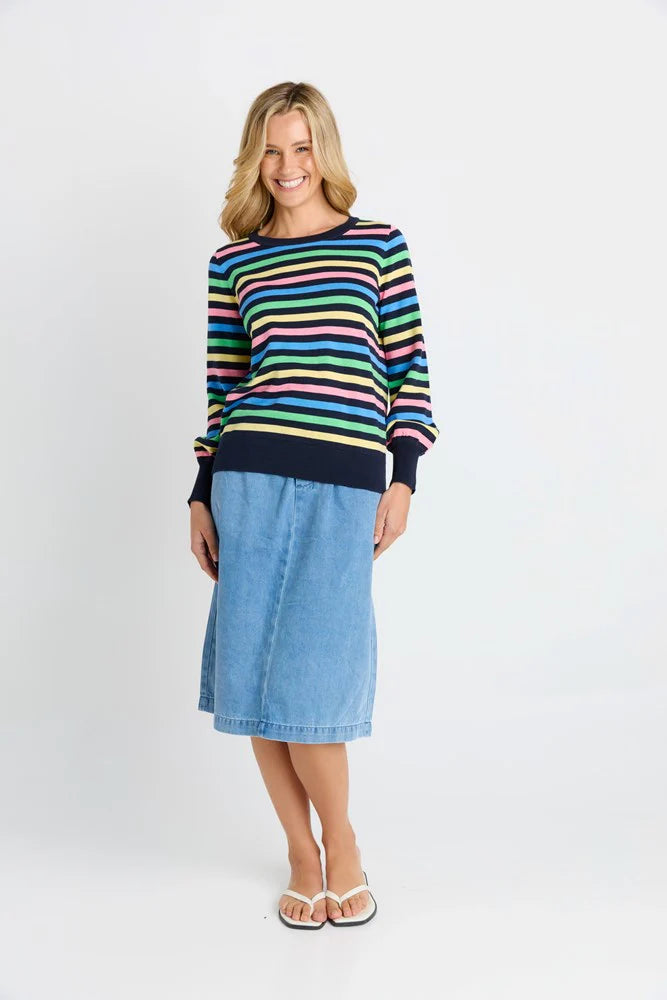 BETTY BASICS Indie Knit Sweater - Rainbow Stripe