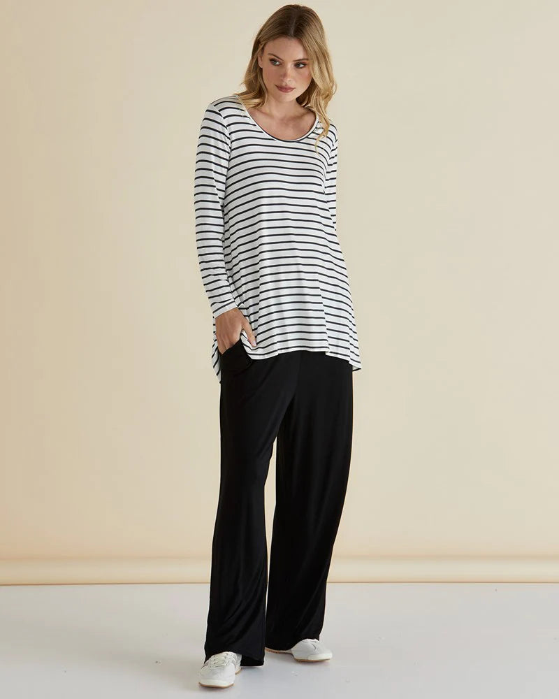 BETTY BASICS Cario Tunic Tee - Petrol Stripe Grey