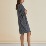 BETTY BASICS Maui Dress - Charcoal Stripe