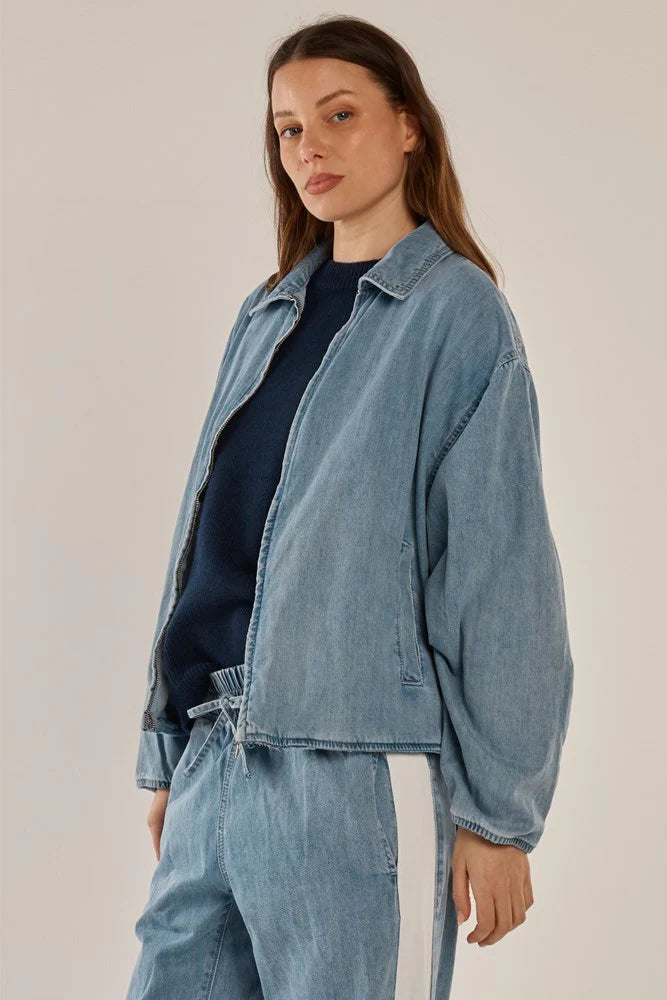 BETTY BASICS Callie Bomber Jacket - Medium Blue