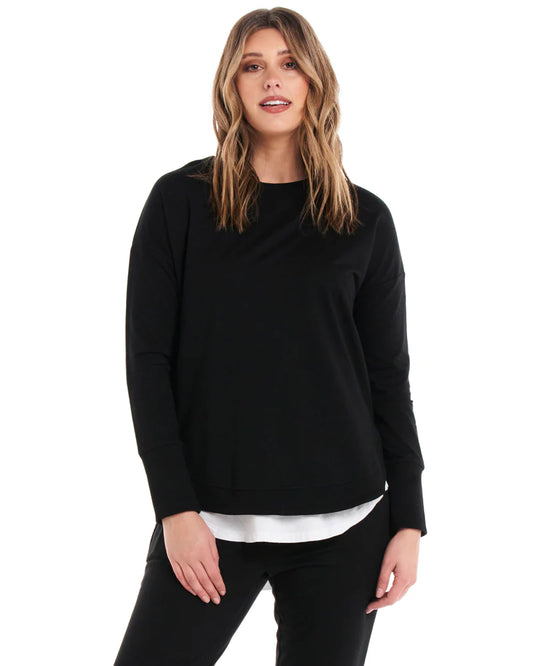 BETTY BASICS LUCY FRENCH TERRY SWEAT - BLACK