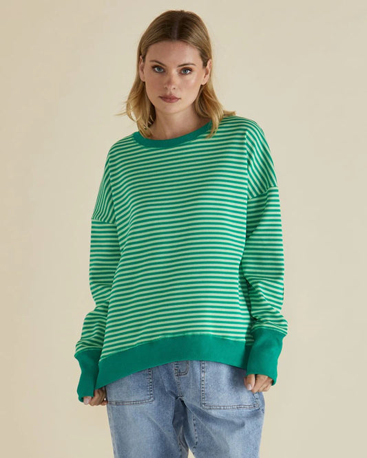 BETTY BASICS Cove Sweat - Green Stripe