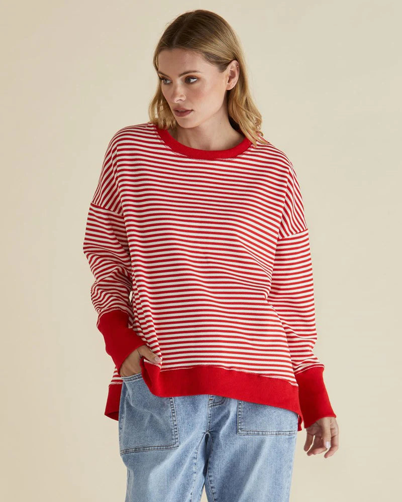 BETTY BASICS Cove Sweat - Red Stripe