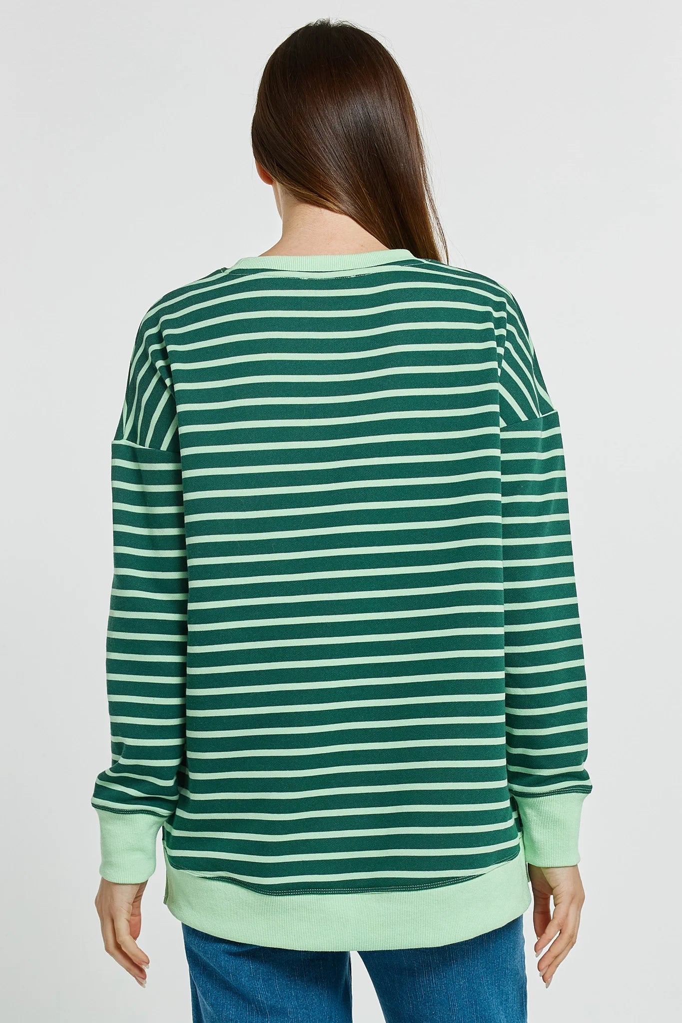BETTY BASICS Tide Sweatshirt - Dark Green/Green Strip