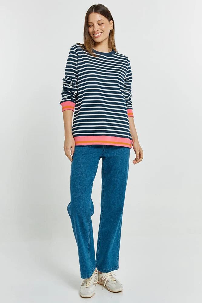 BETTY BASICS Tyra Sweat - Navy/White Stripe