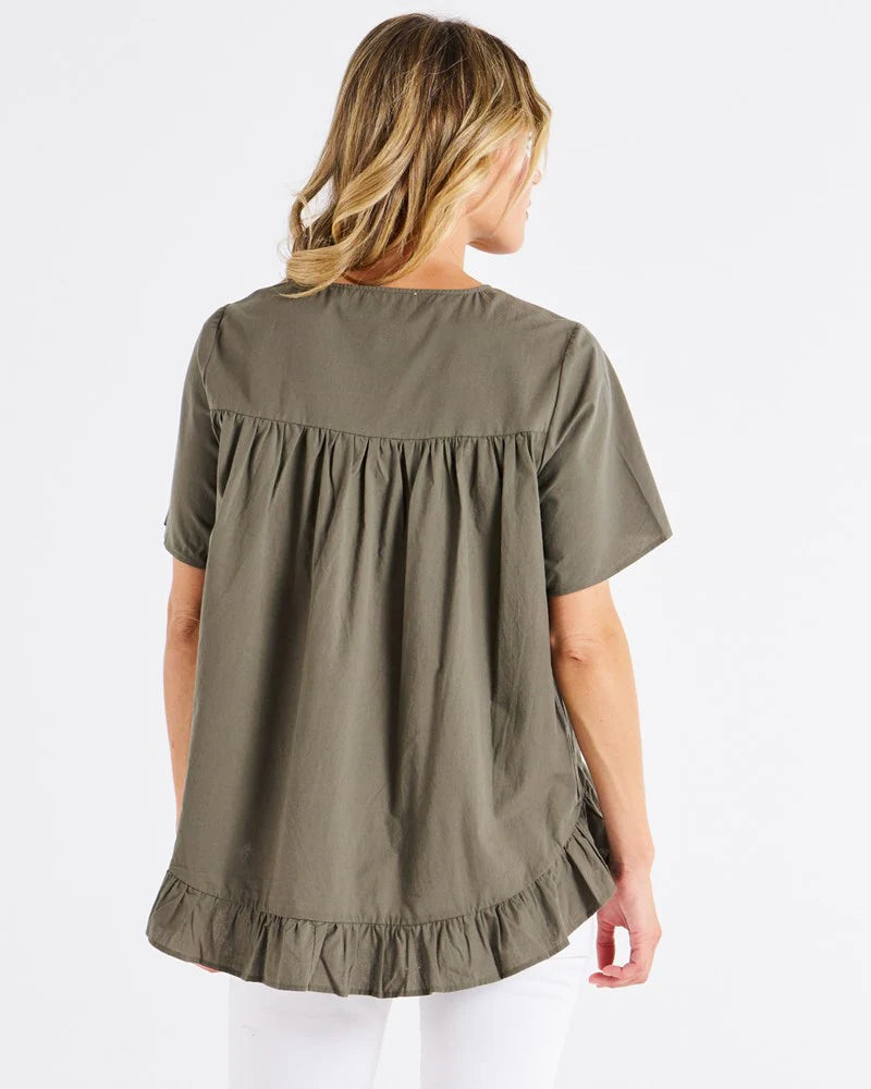 BETTY BASICS Candice Blouse - Olive