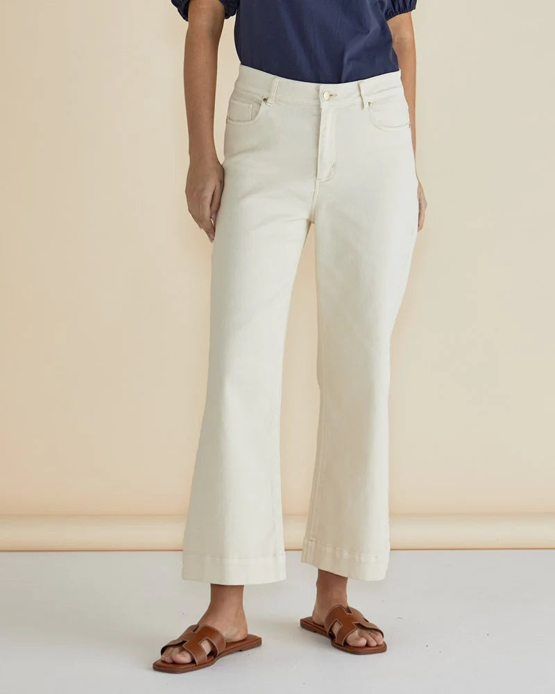 BETTY BASICS Willow Wide Leg Jeans - Off-White