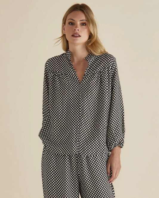 BETTY BASICS Apollo Blouse - Chocolate Print