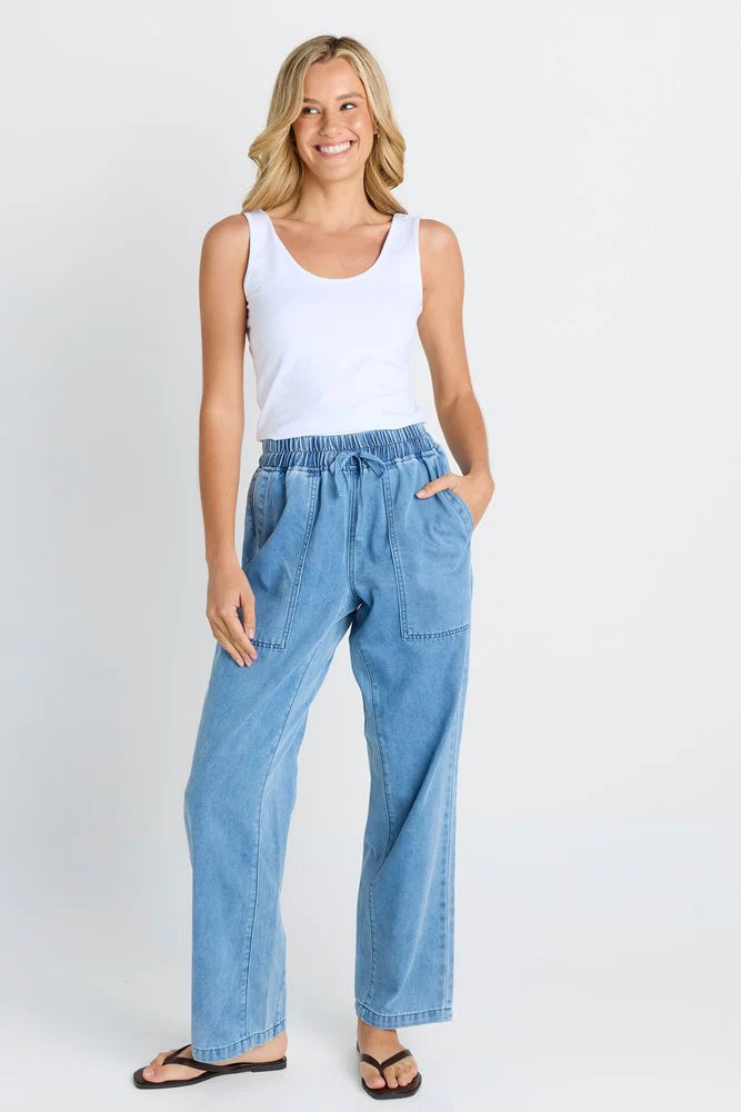 BETTY BASICS Quinn Cotton Jogger - Blue Medium