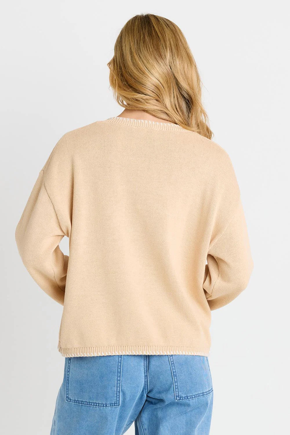 BETTY BASICS Ascot Stitch Sweater - Cream