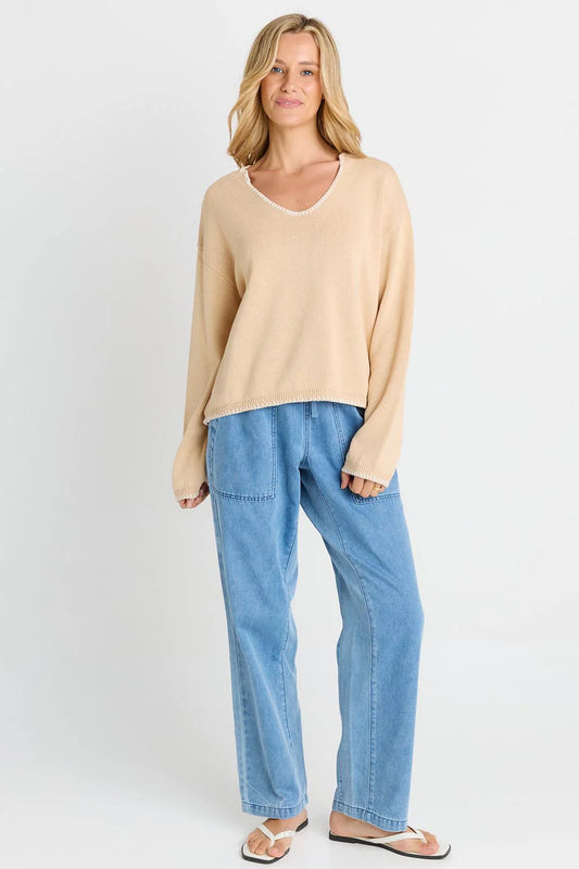 BETTY BASICS Ascot Stitch Sweater - Cream