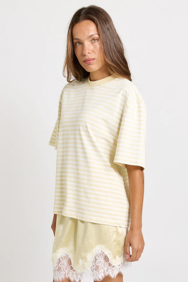 SASS Jazel Slouch Tee - Lemon/White