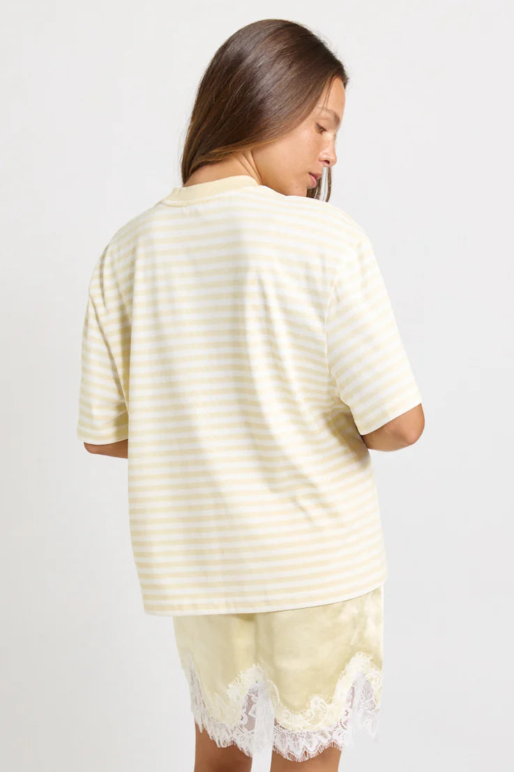 SASS Jazel Slouch Tee - Lemon/White