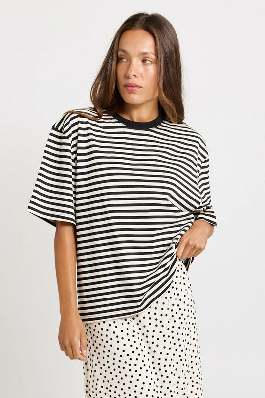 SASS Jazel Slouch Tee - Black/White