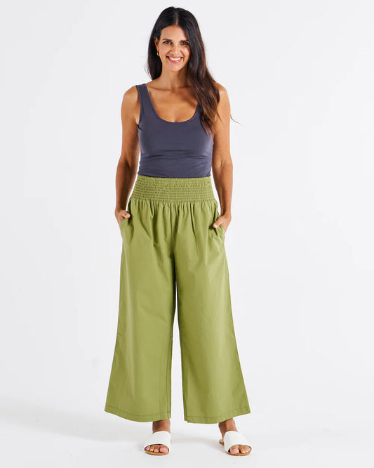 BETTY BASICS  Sevilla Wide Leg Cotton Pant-Pistachio