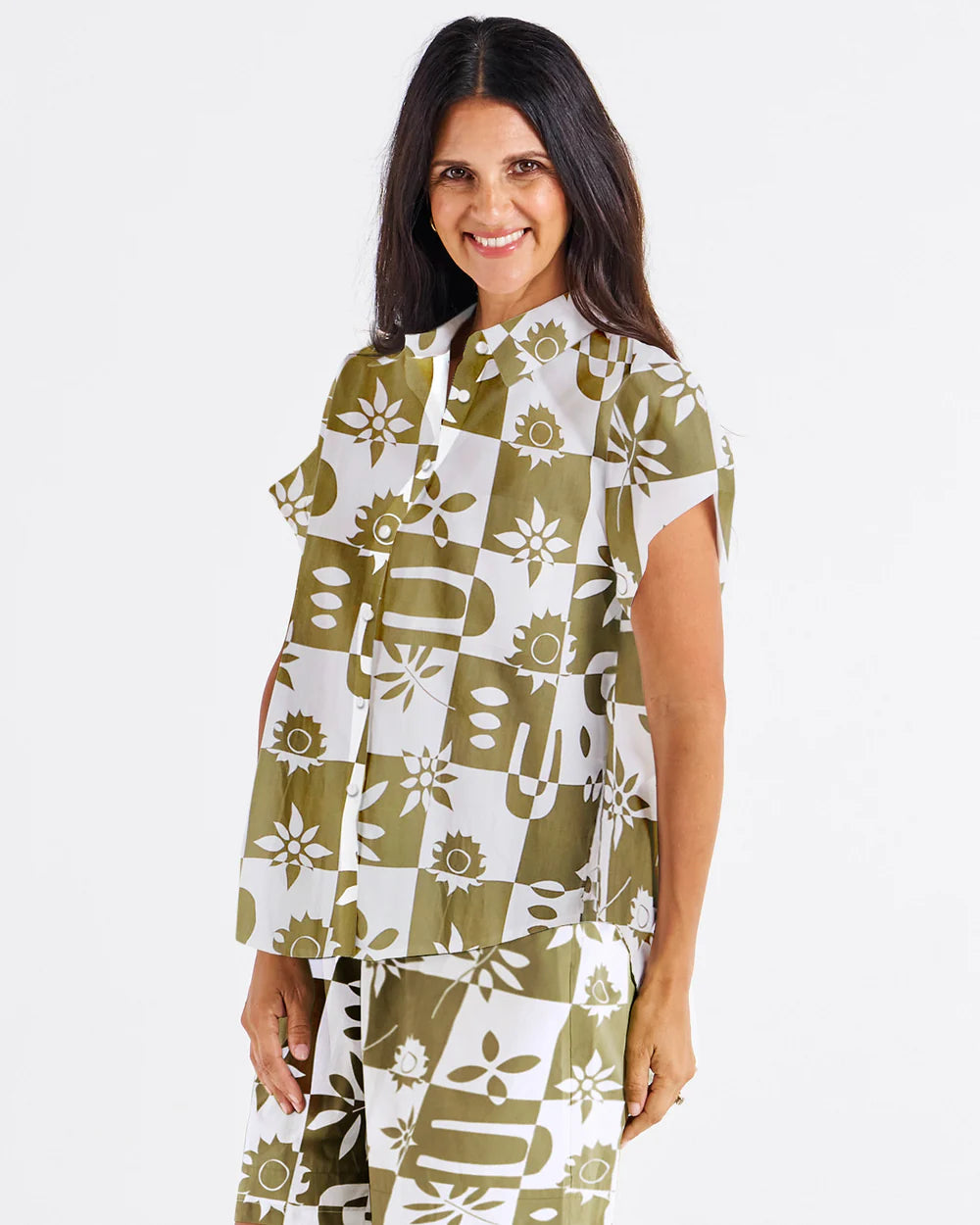 BETTY BASICS Mara Short Sleeve Shirt - Geo Floral