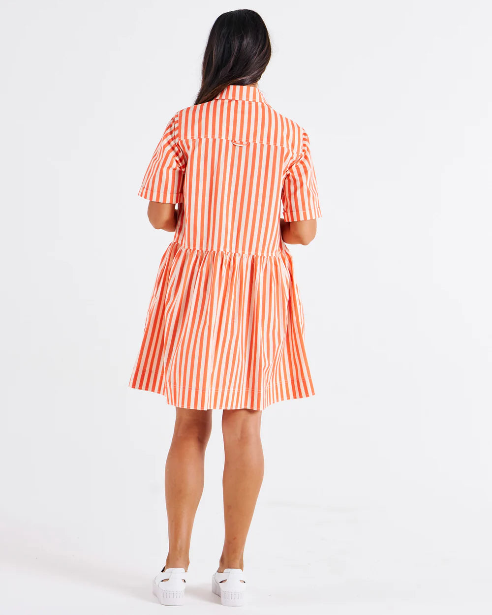 BETTY BASICS  Denver Cotton Dress - Tangerine Stripe