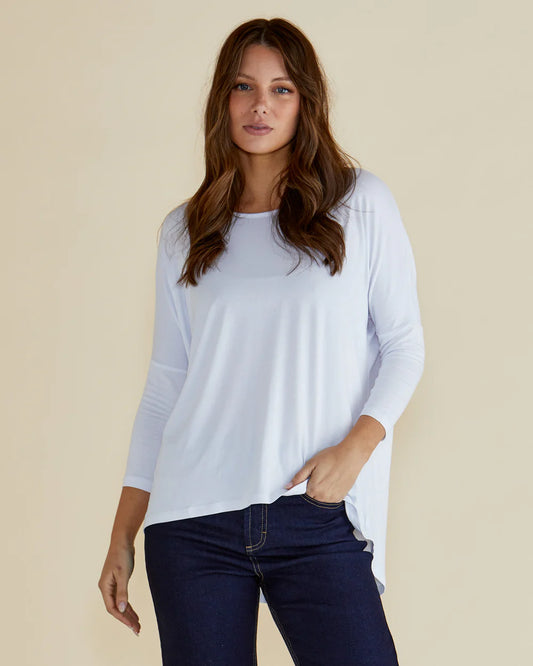 BETTY BASICS Milan 3/4 Sleeve Top - White