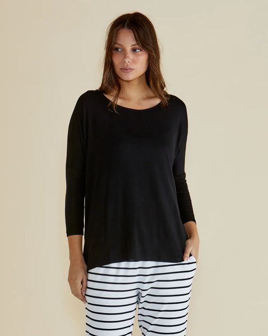 BETTY BASICS Milan 3/4 Sleeve Top - Black