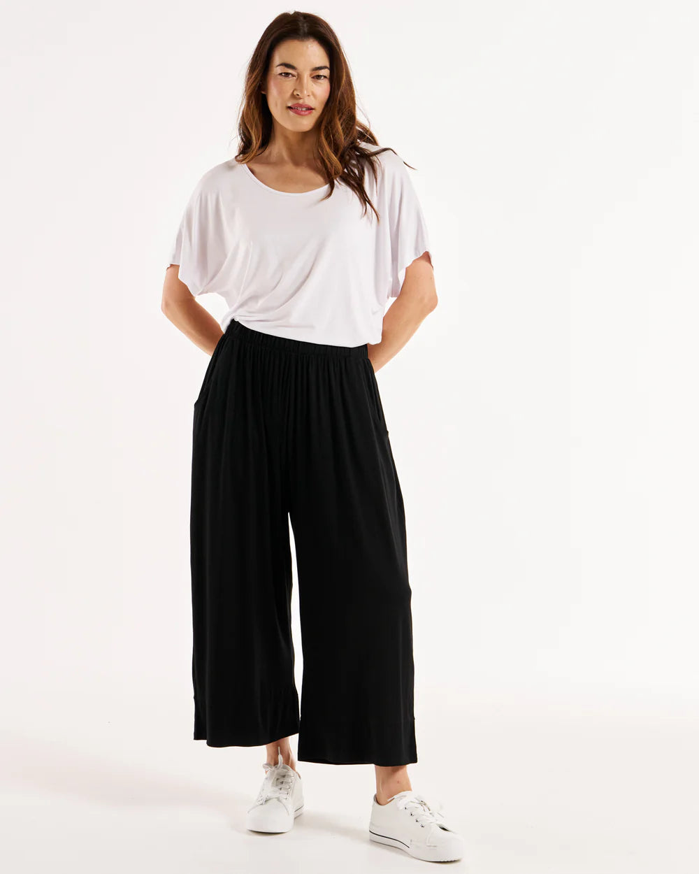 BETTY BASICS Astrid Bamboo Wide Leg Pant - Black