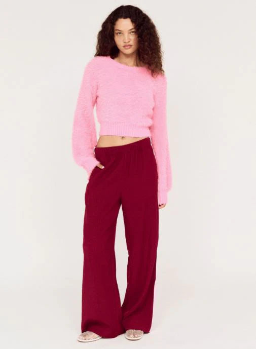 MINKPINK Vesper Casual Pant - Wine/Pop Pink