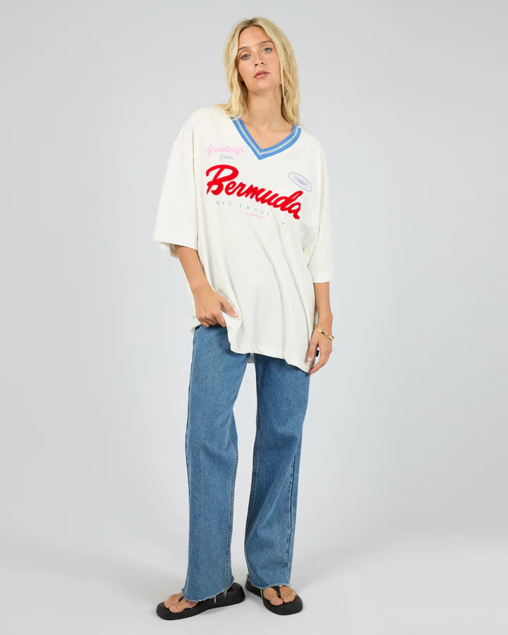 AAE Bermuda Oversized V Neck Tee - Vintage White