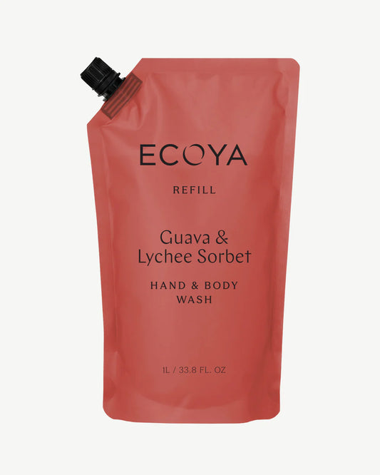 ECOYA Guava & Lychee Hand & Body Wash Refill 1Ltr